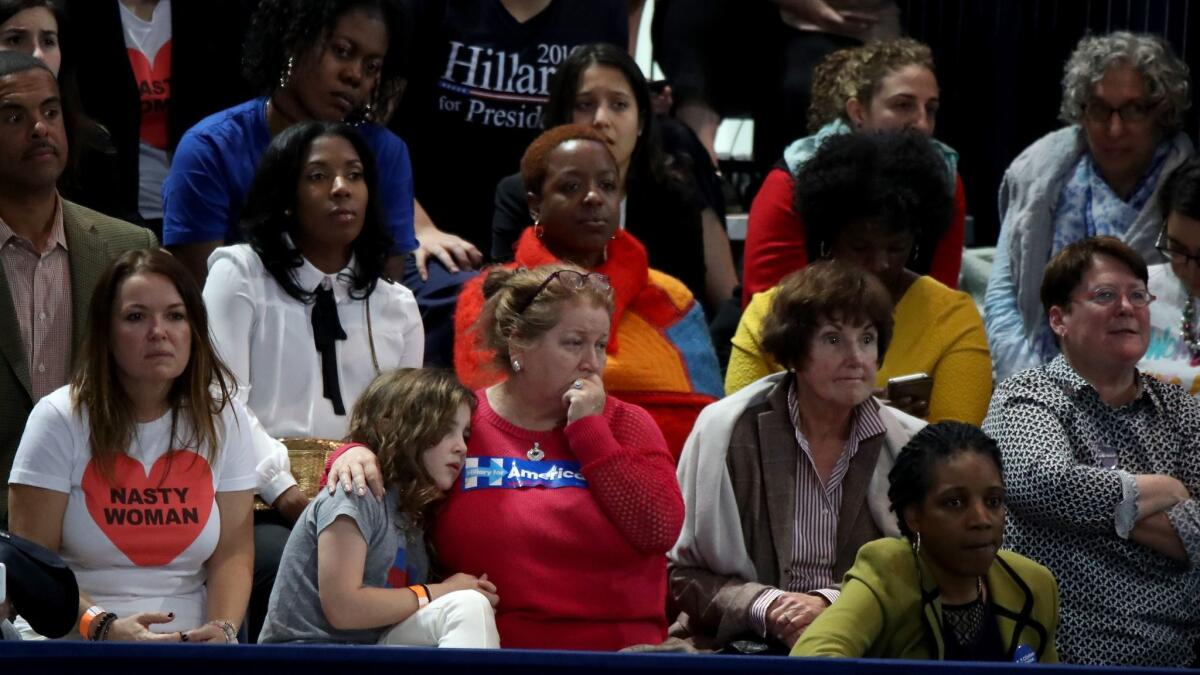 The scene at Hillary Clinton's election-night party in New York.