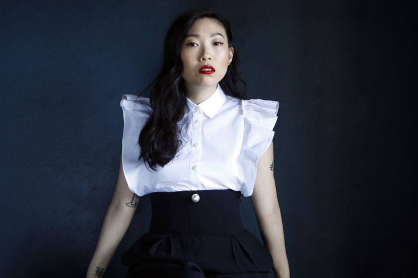 LOS ANGELES, CA APRIL 22, 2018: Portrait of Asian American actress and comedian and rapper Awkwafina who has breakout roles in two summer movies: the female ensemble caper "Ocean's 8" and the romantic comedy "Crazy Rich Asians." The portrait was taken at the Palihouse Hotel West Hollywood, CA April 22, 2018. (Francine Orr/ Los Angeles Times)