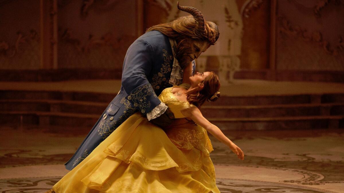 Dan Stevens as the Beast and Emma Watson as Belle in "Beauty and the Beast." ( Disney via AP)