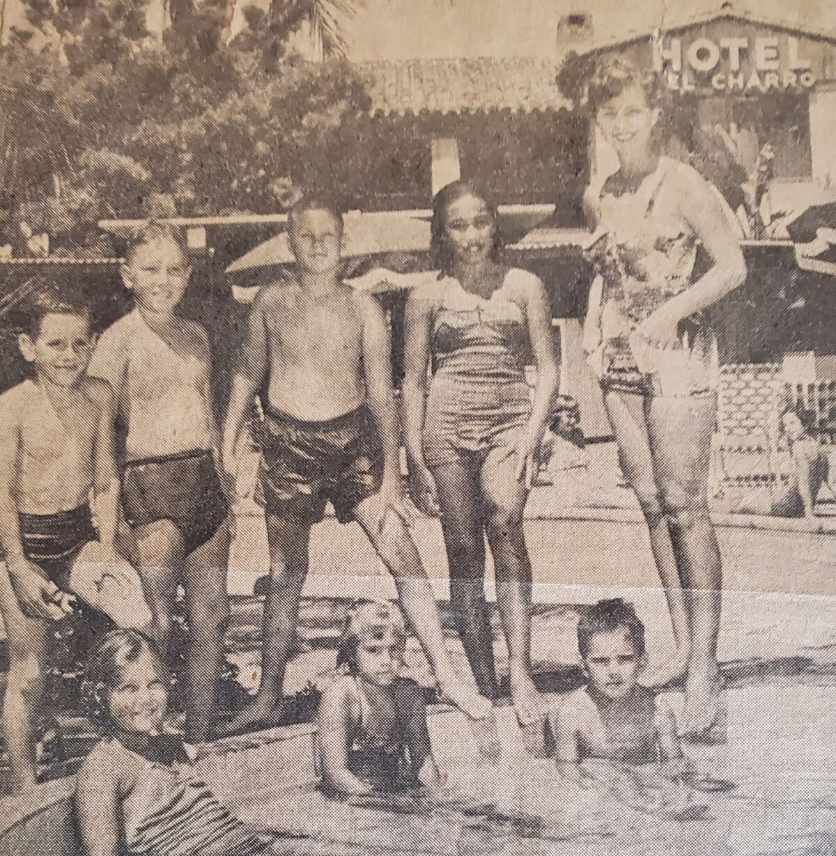 Harry Cummins, standing second from left, hangs out at the Hotel del Charro in La Jolla in his youth.
