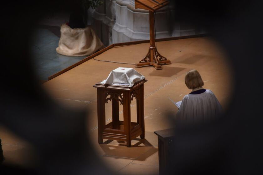 The remains of Matthew Shepard are seen at the Washington National Cathedral on October 26, 2018, in Washington, DC. - Two decades ago the brutal killing of Matthew Shepard, a 21-year-old gay college student, sent shockwaves across the United States, raising awareness about violence against homosexuals and prompting calls for tougher federal hate crimes laws. (Photo by ANDREW CABALLERO-REYNOLDS / AFP)ANDREW CABALLERO-REYNOLDS/AFP/Getty Images ** OUTS - ELSENT, FPG, CM - OUTS * NM, PH, VA if sourced by CT, LA or MoD **