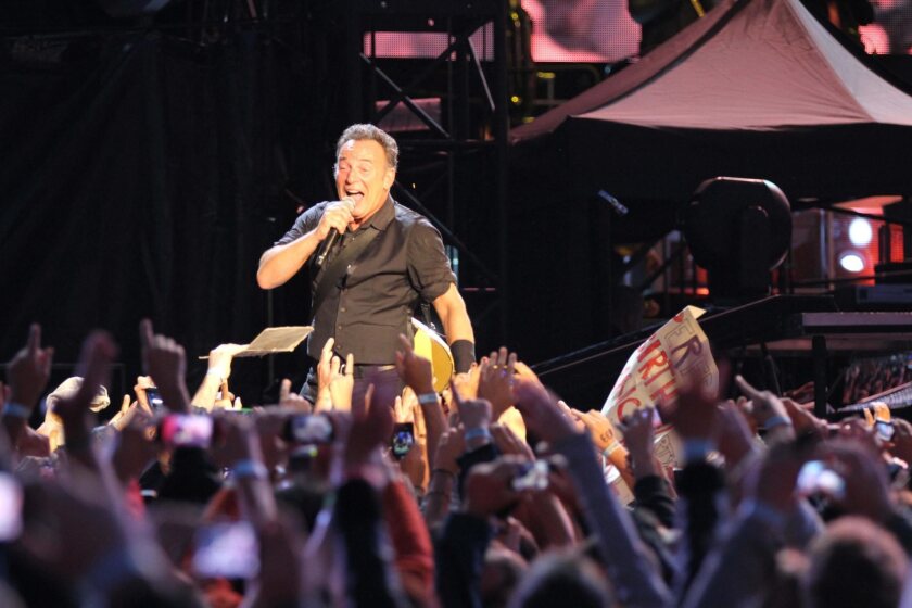 Bruce Springsteen performs in Naples, Italy, on Thursday.