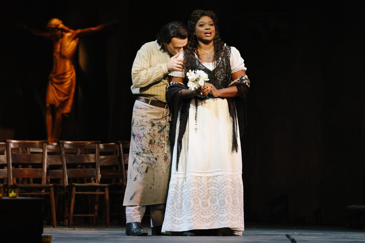 Michael Fabiano and Angel Blue in L.A. Opera's "Tosca"