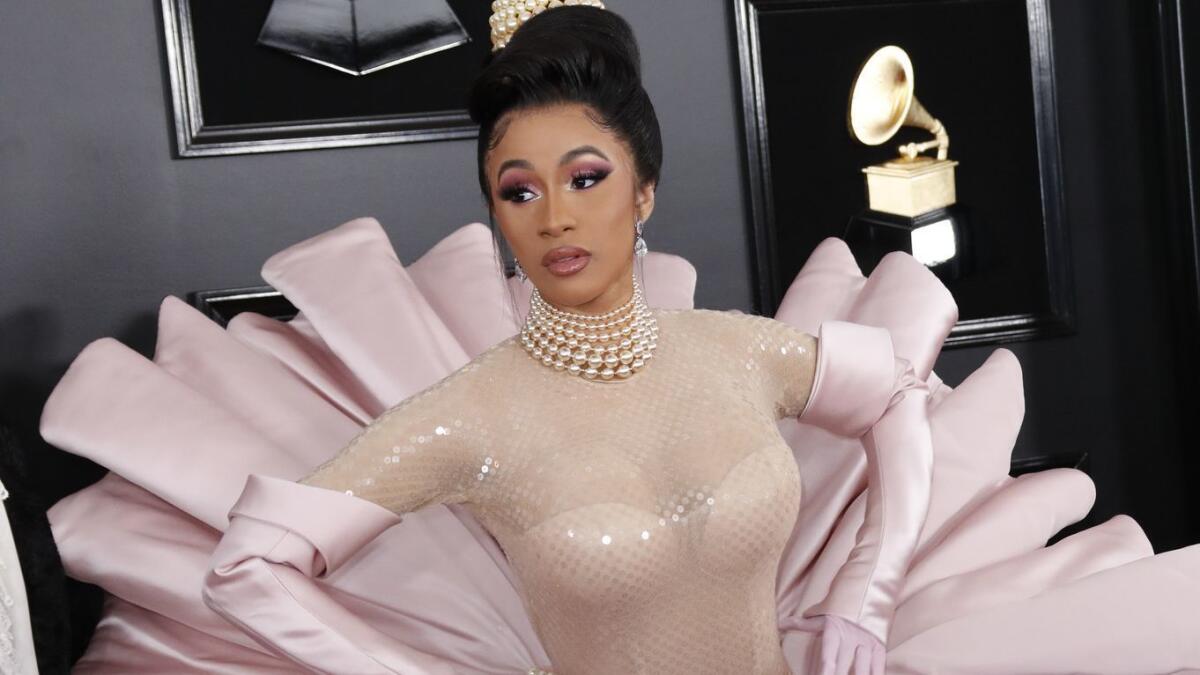 Cardi B during the arrivals at the 61st GRAMMY Awards.