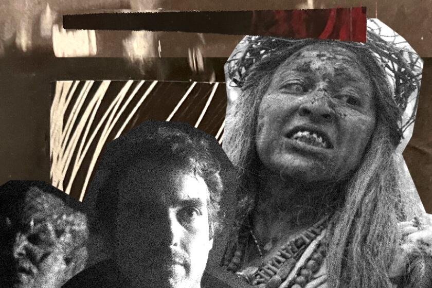 haunted house experience california Collage of a scary demon lady and a man