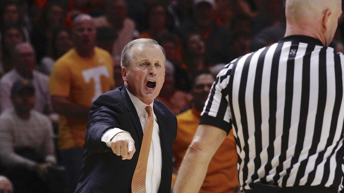 Tennessee head coach Rick Barnes yells from the bench in the second half against Alabama on Jan. 19 in Knoxville.