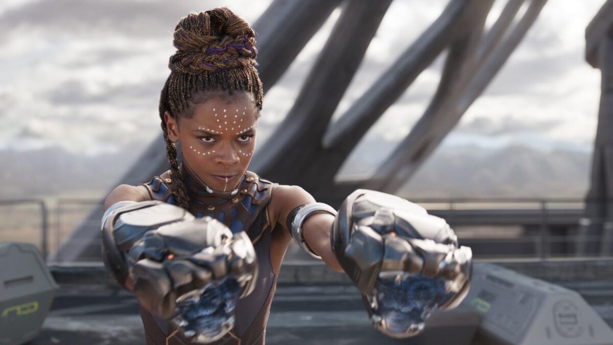 Letitia Wright in a scene from "Black Panther."