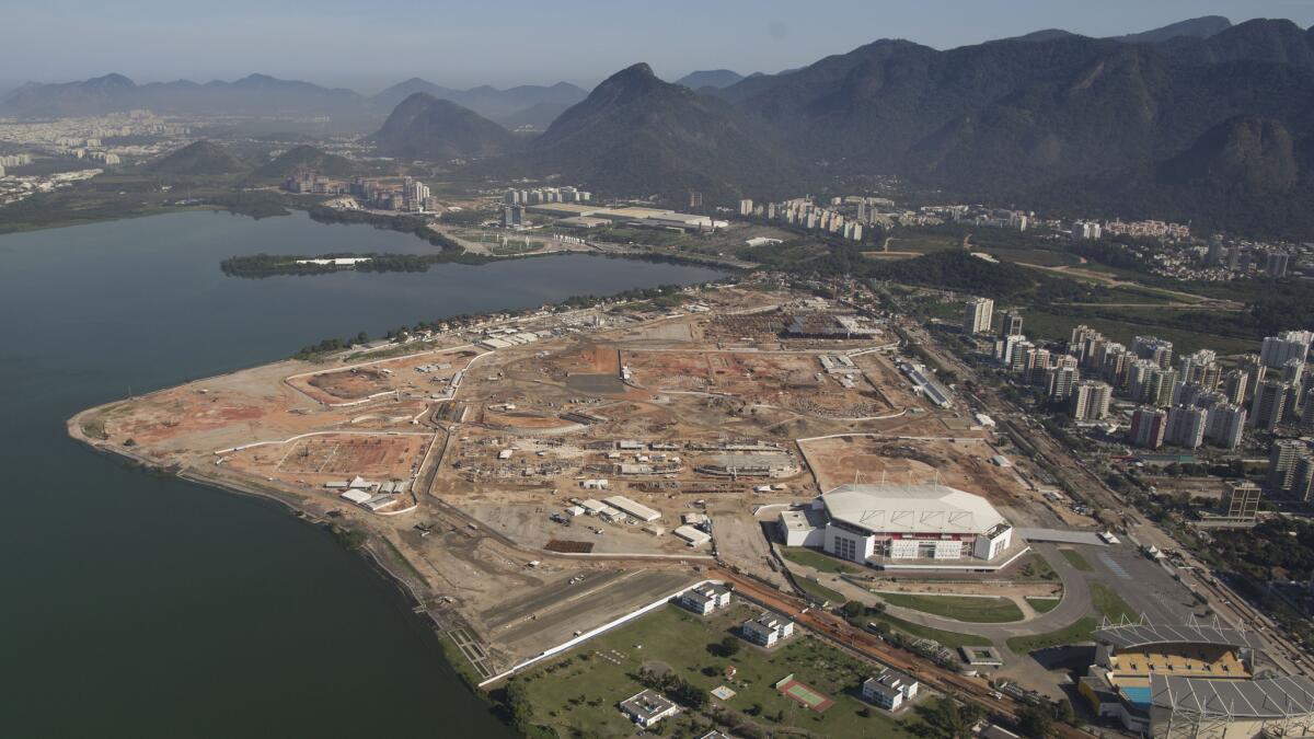 An aerial view of Olympic Park in Rio de Janeiro in June shows that construction has begun on the site. Olympic Park is slated to host many events during the 2016 Summer Olympic Games.