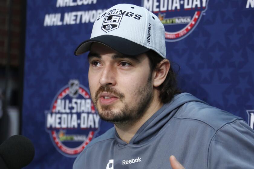 Kings defenseman Drew Doughty kept All-Star Media Day light by needling Ducks center Ryan Getzlaf about the Kings' playoff victory over the Ducks last season.
