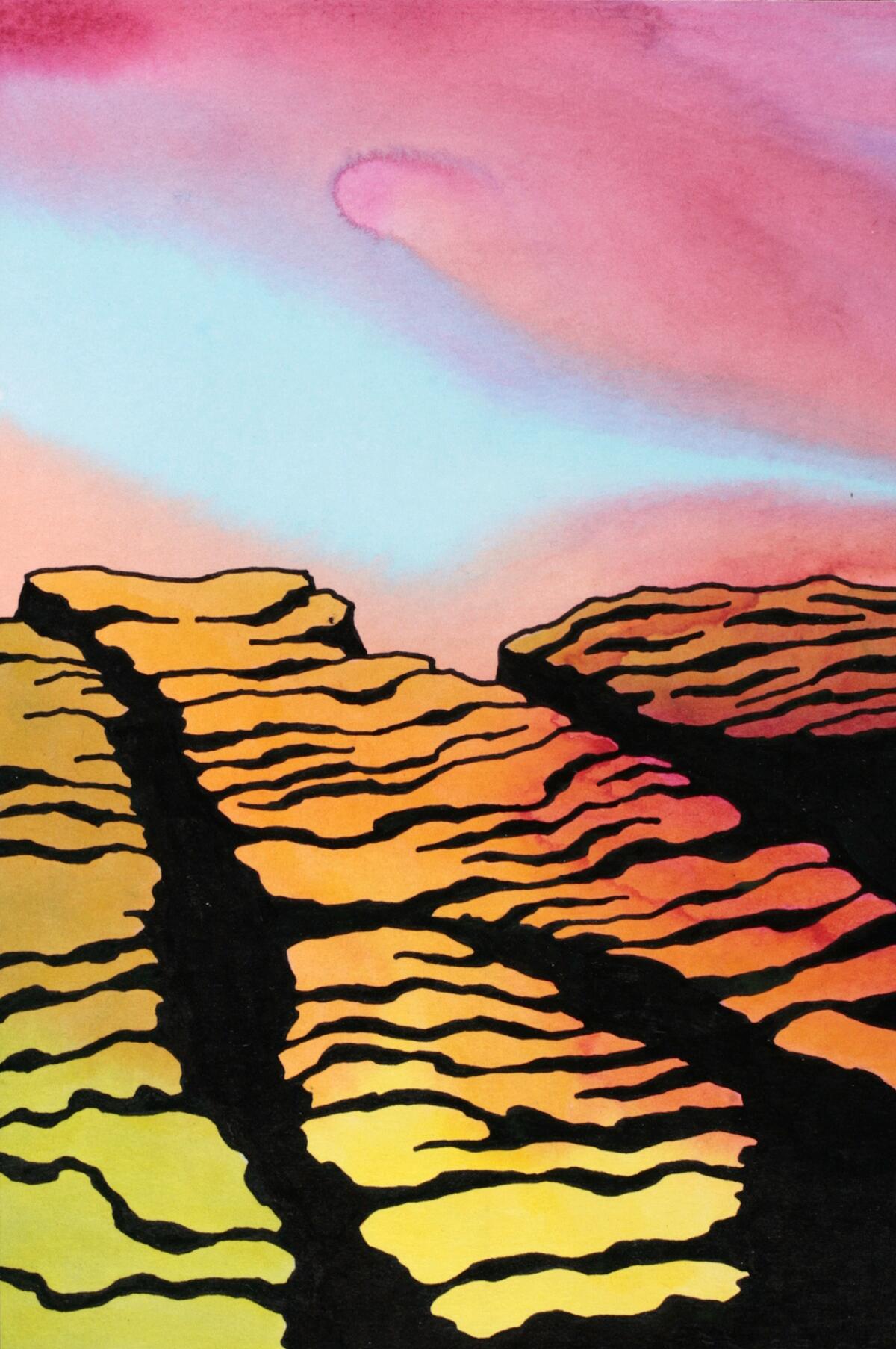Ken Price's "Barren Rock," 2006, acrylic and ink on paper, 9 by 6 inches. (Matthew Marks Gallery)