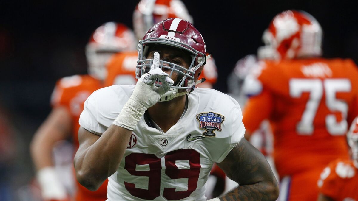 Defensive lineman Raekwon Davis and Alabama do not want to hear complaints about another matchup with Clemson for a national title.