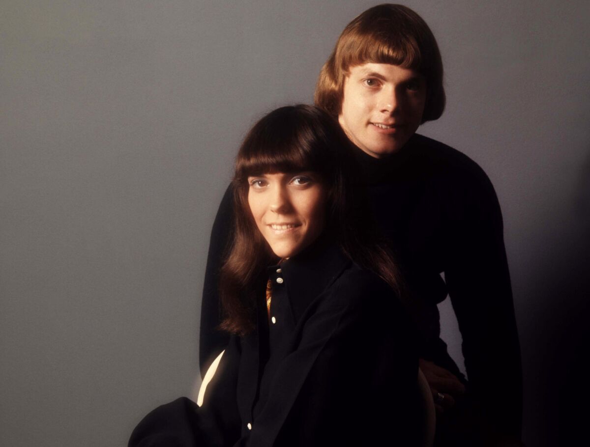 Karen Carpenter and Richard Carpenter during an A&M Records photo shoot.