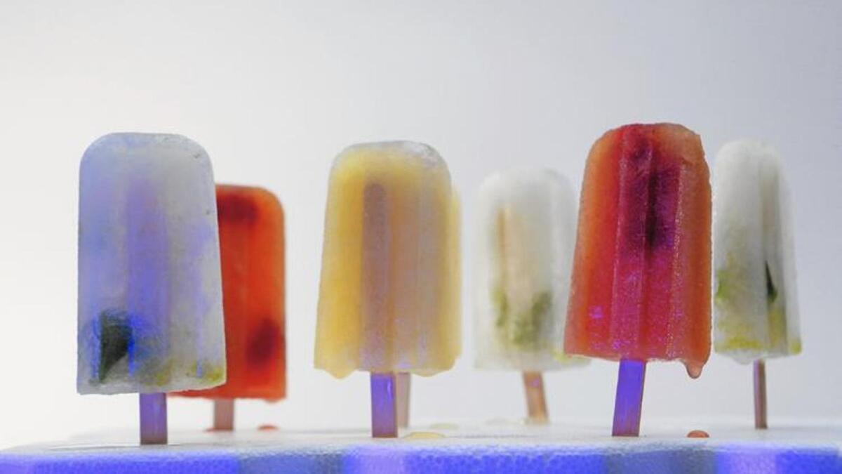 Margarita, mojito and sangria cocktail popsicles.