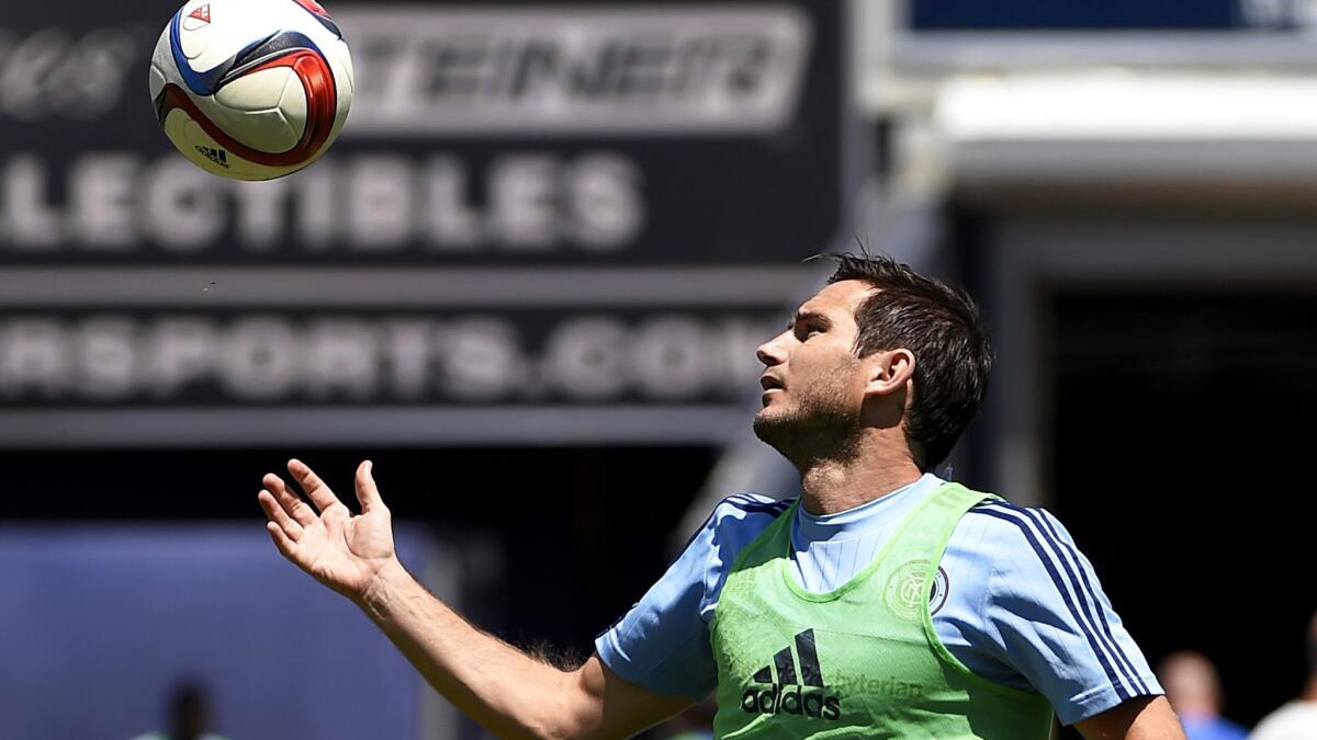 Newly acquired Frank Lampard trains with New York City FC on Aug. 1.