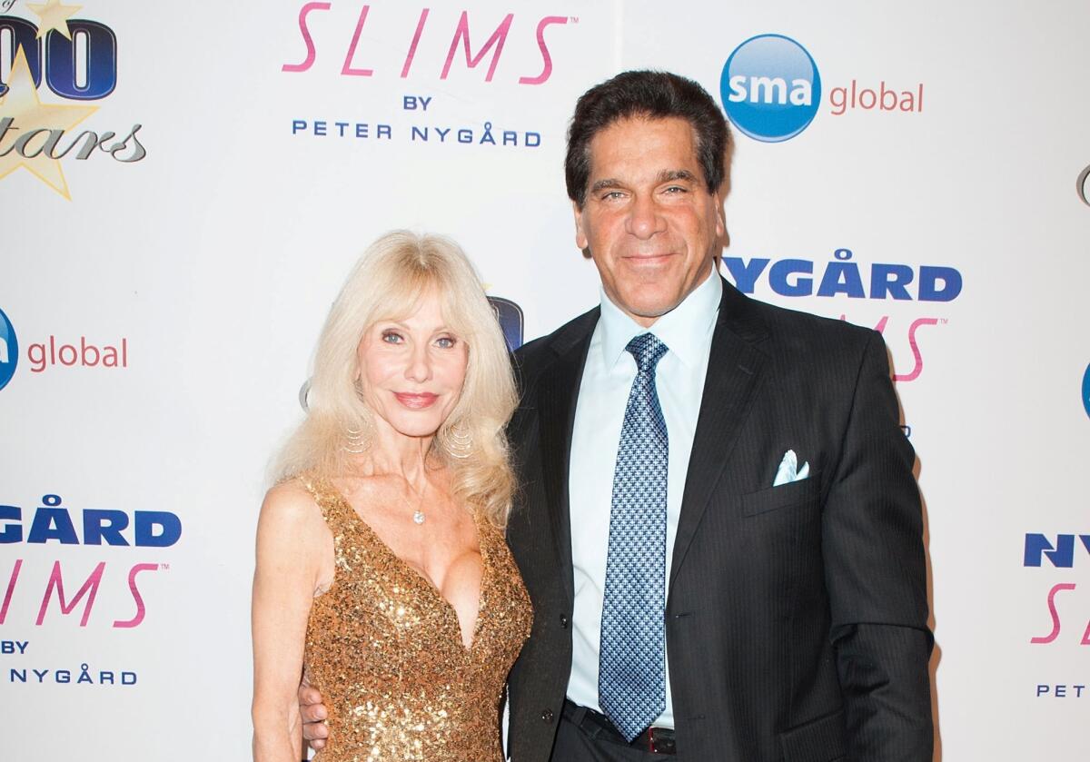 Carla Ferrigno, left, and Lou Ferrigno arrive at The Beverly Hilton Hotel in February 2015.