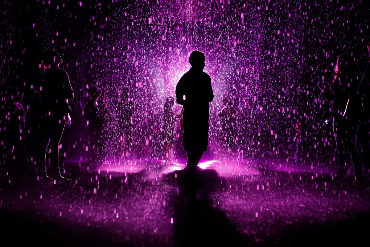 The Los Angeles County Museum of Art turned its popular "Rain Room" attraction purple in honor of Prince on Friday.