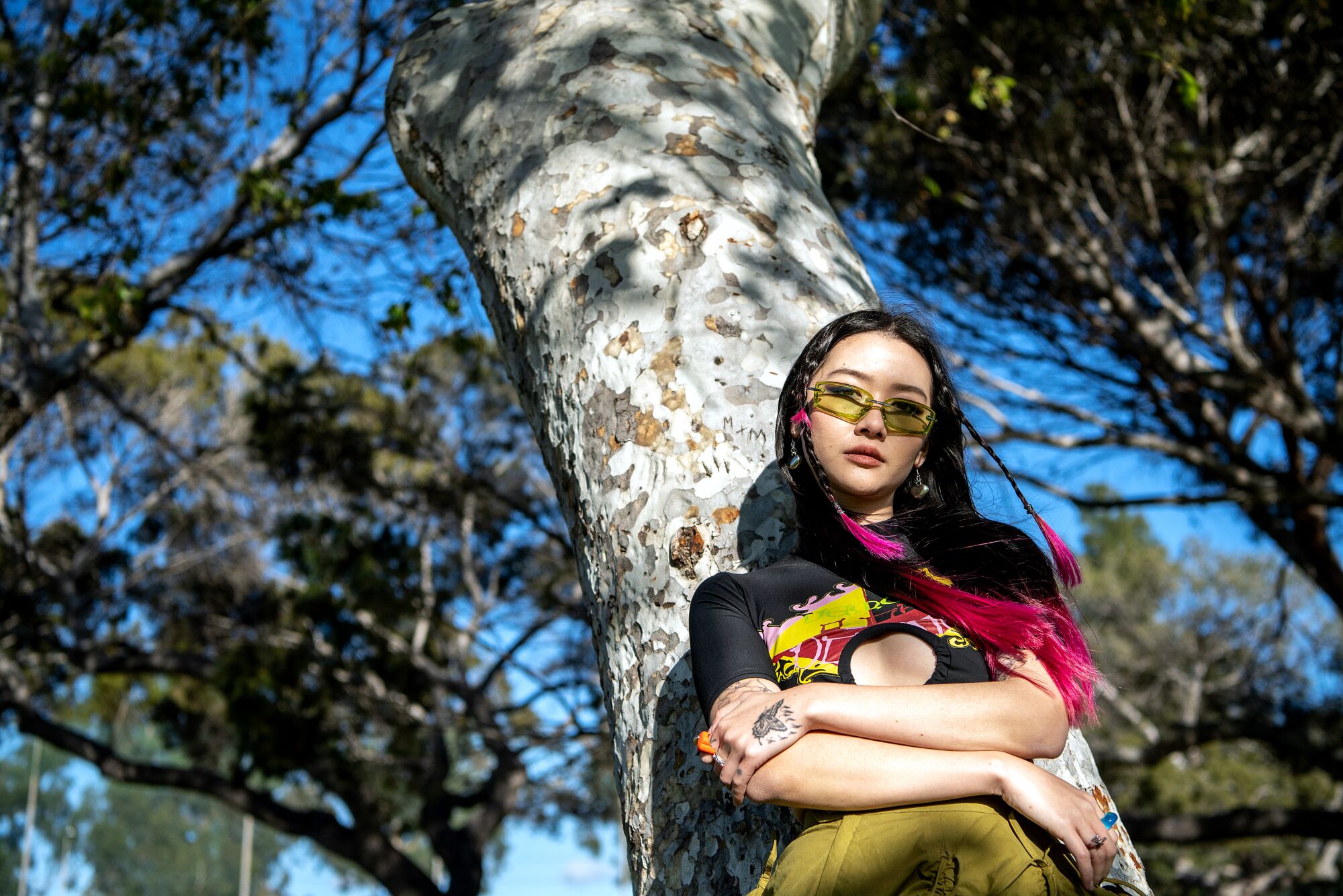 Portraits of Los Angeles based fashion stylist Katie Qian at Cheviot Hills Recreation Center