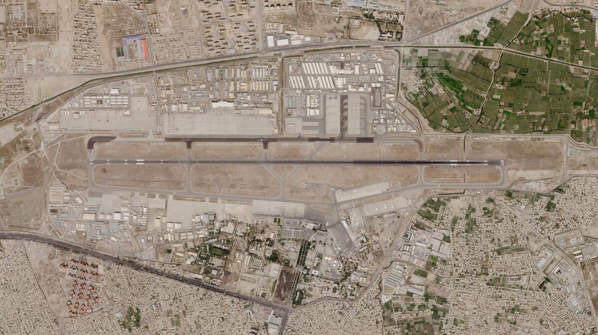 Satellite image of Kabul's international airport