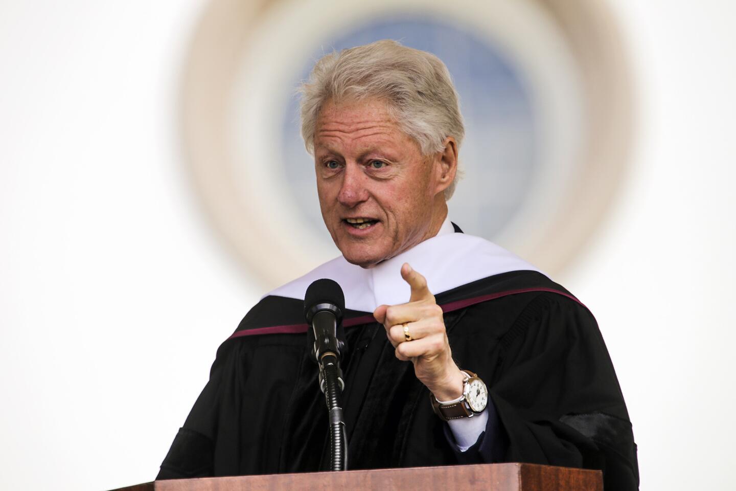 Former President Bill Clinton delivers the commencement address at Loyola Marymount University on Saturday.