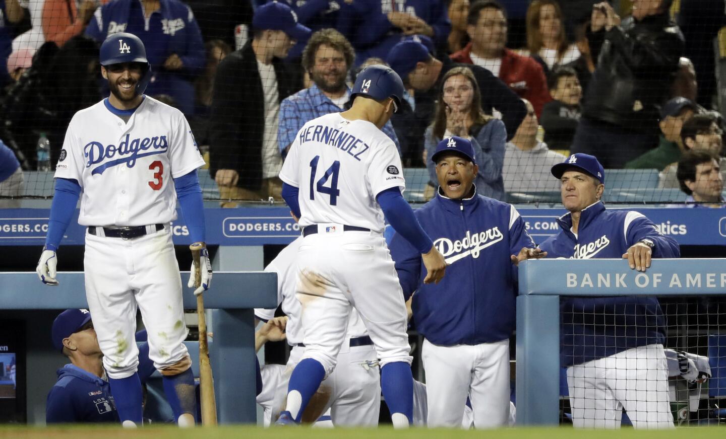 Enrique Hernandez, Dave Roberts, Bob Geren