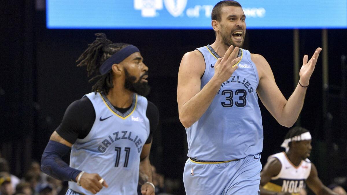 Memphis center Marc Gasol (33) and point guard Mike Conley (11) are the longest-tenured teammates in the NBA.