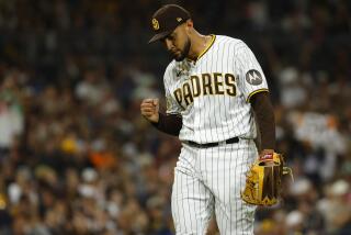 San Diego, CA, September 19, 2023: San Diego Padres pitcher Robert Suarez threw a scoreless eighth inning against the Colorado Rockies at Petco Park on Tuesday, September 19, 2023. (K.C. Alfred / The San Diego Union-Tribune)