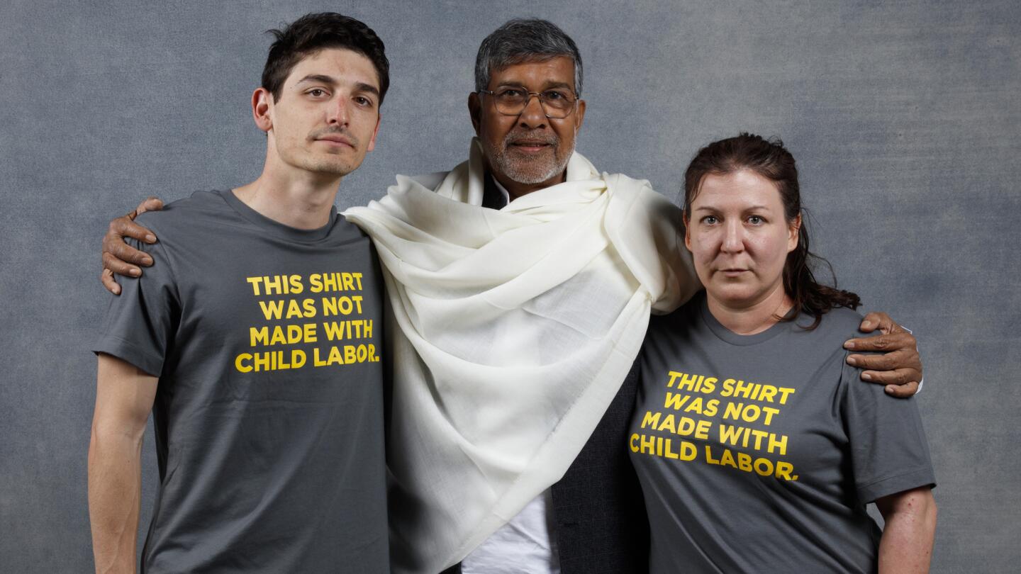 Director Derek Doneen, subject Kailash Satyarthi and producer Sarah Anthony from the documentary "Kailash," photographed in the L.A. Times studio in Park City, Utah. FULL COVERAGE: Sundance Film Festival 2018 »