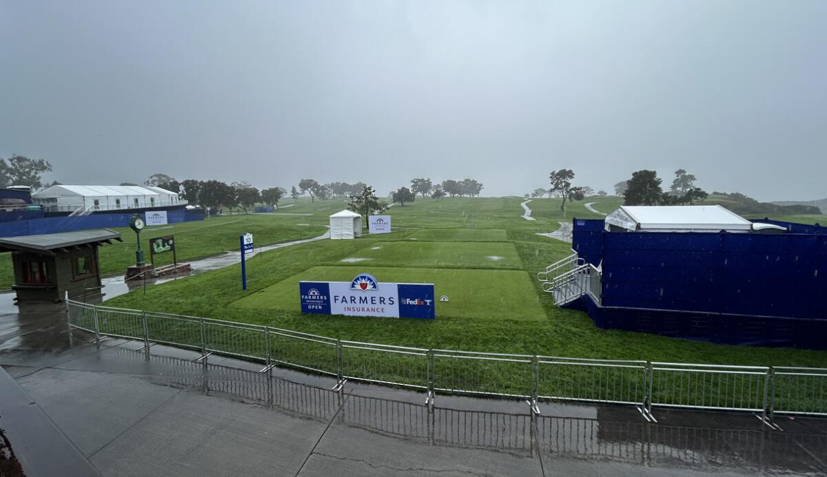 Monday's rain prevented PGA Tour pros from getting out on the Torrey Pines Golf Course.