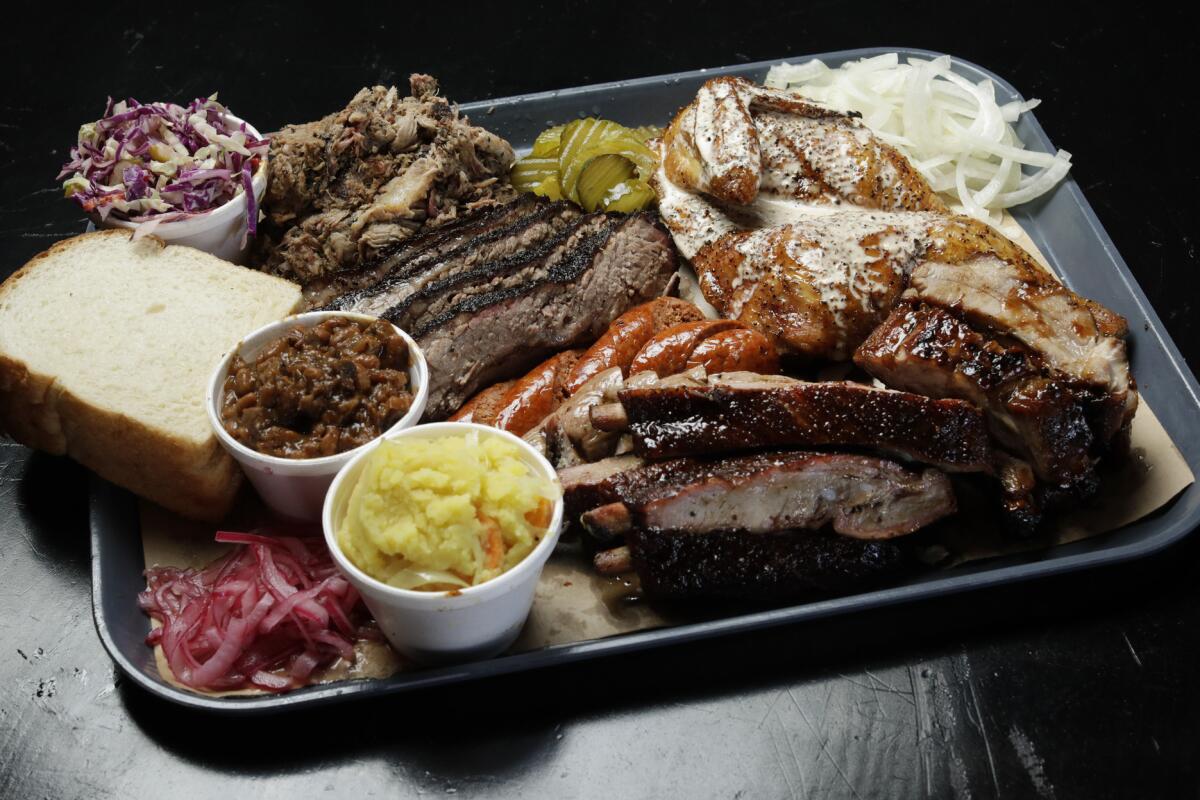 A barbecue platter at Slab.