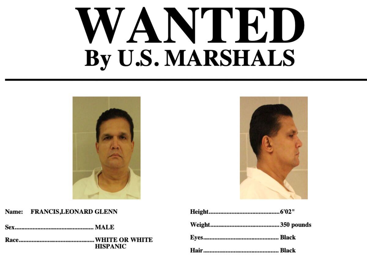 This wanted poster was put out by the U.S. Marshals Service after the September escape of Leonard Francis. 