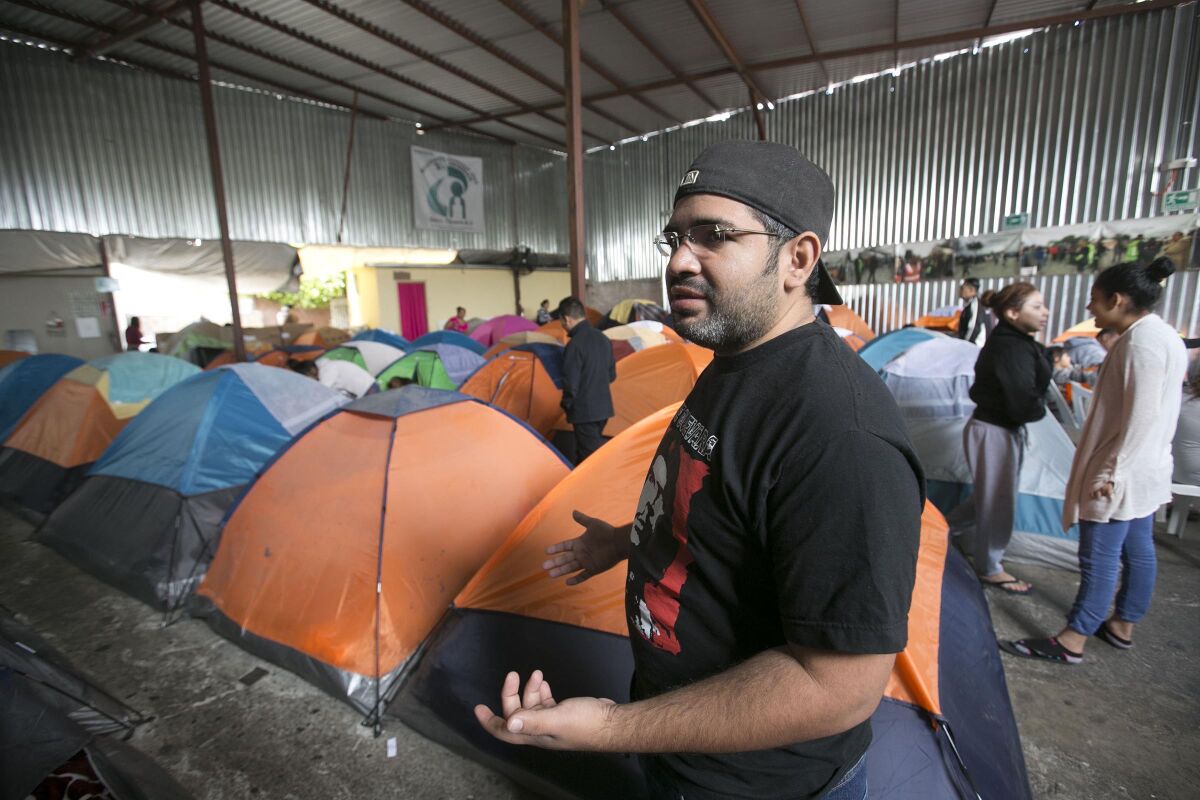 Juan Molina, 33, a doctor of radiology in Honduras, fled his country after receiving death threats for his political activity. He is staying in the Juventud 2000 shelter in the Zona Norte neighborhood after arriving in Tijuana by bus from south central México on Wednesday, May 22, 2019.