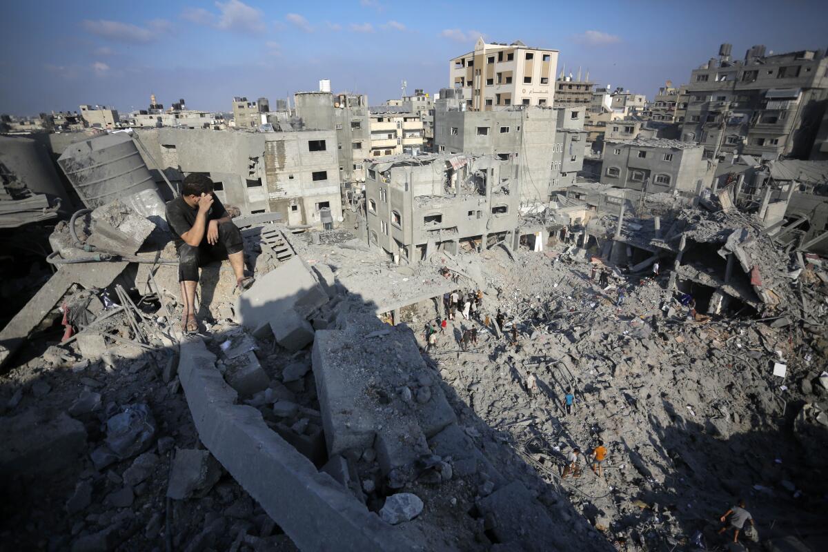 Debris caused by Israeli strikes on Bureij refugee camp in the Gaza Strip on Nov. 2.
