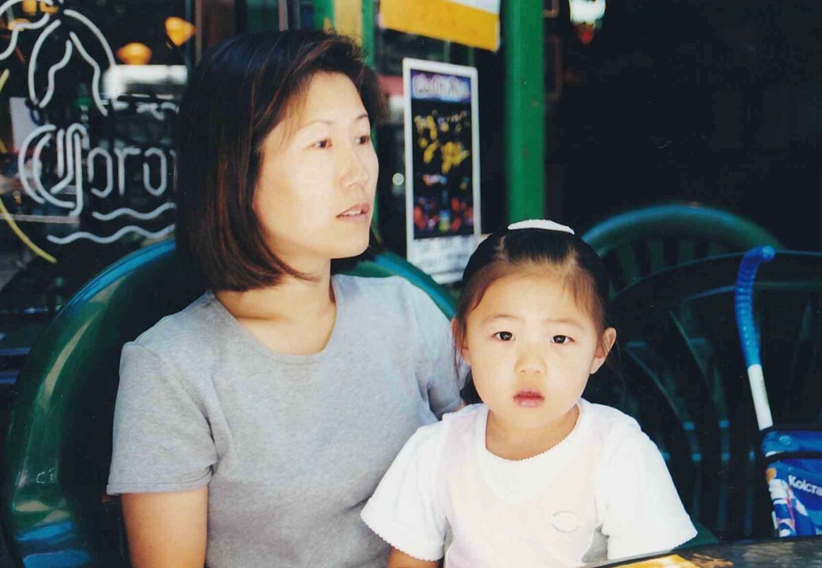 Hannah Kim and her mom, Eun-Ju, in Washington state in 2000.