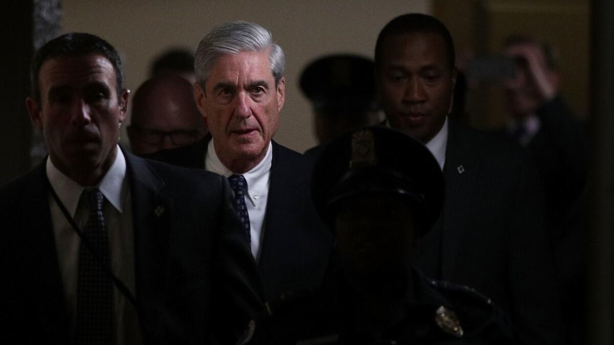 Special counsel Robert S. Mueller III leaves after a closed meeting with members of the Senate Judiciary Committee in Washington on June 21, 2017.