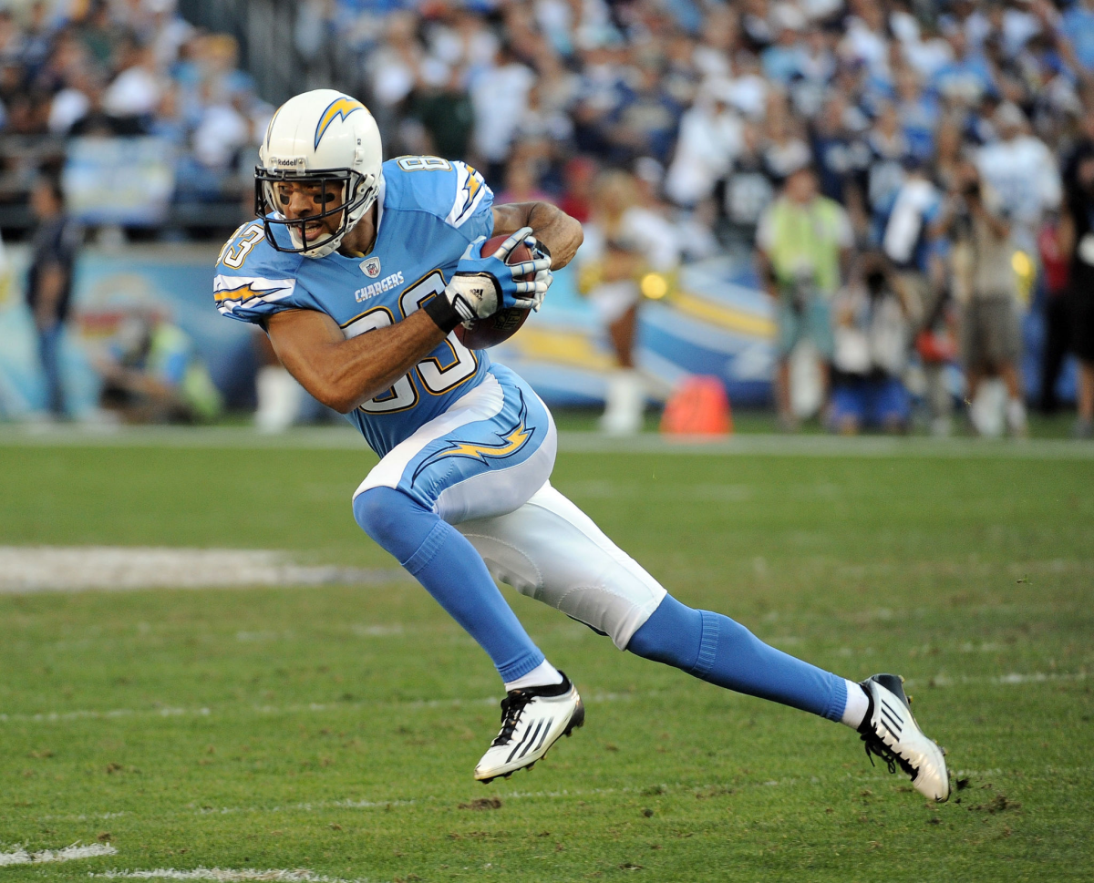 San Diego Chargers wide receiver Vincent Jackson runs with the ball in November 2011.