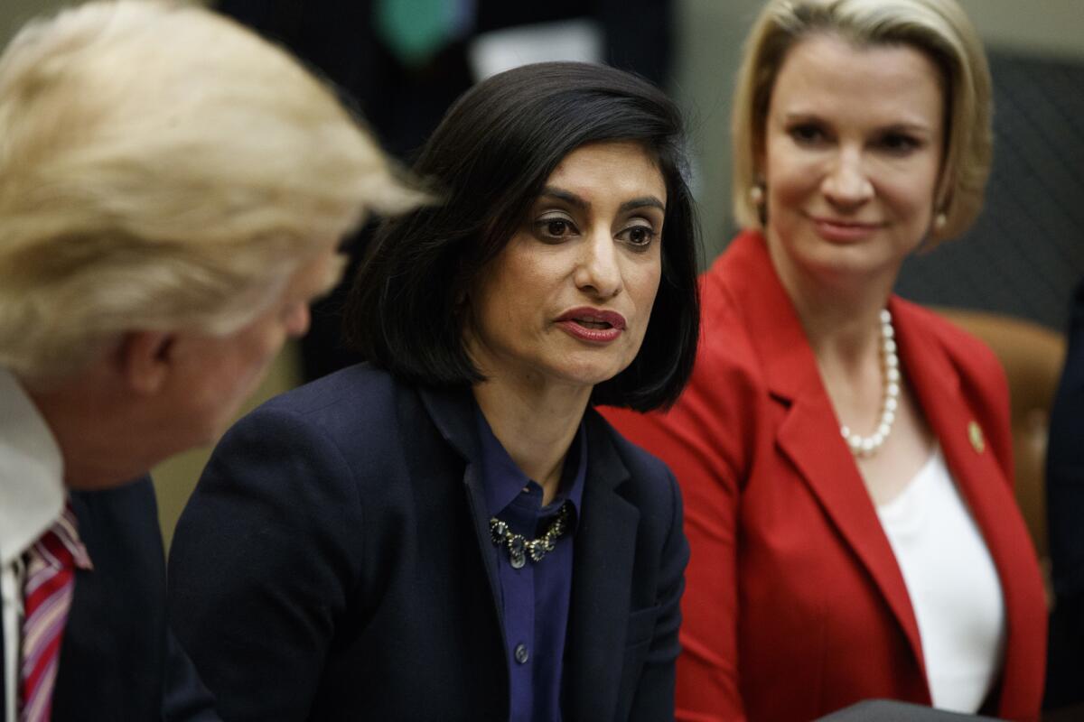 Seema Verma, center, a top Trump administration health official, has been a vocal opponent of "Medicare for All."