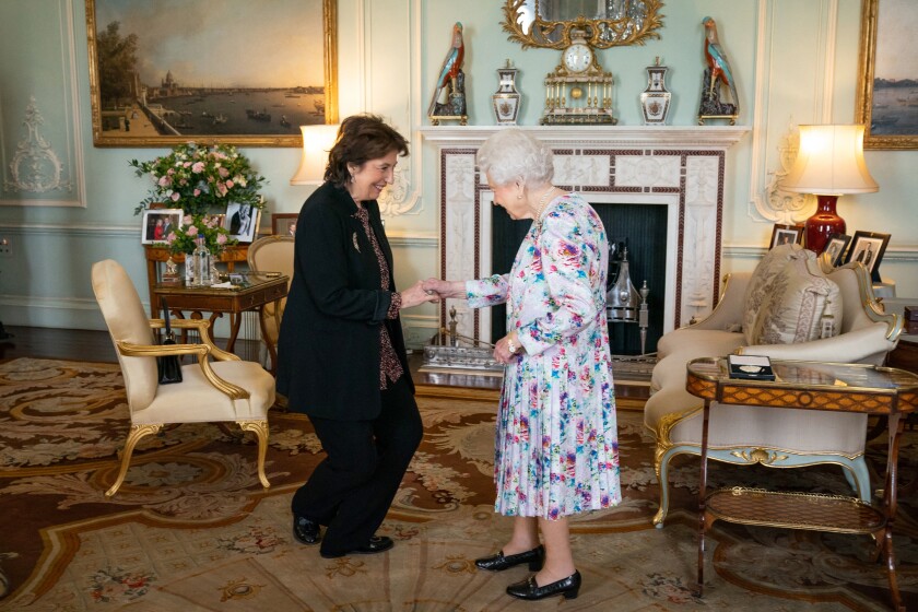 British pianist Dame Imogen Cooper and Queen Elizabeth II