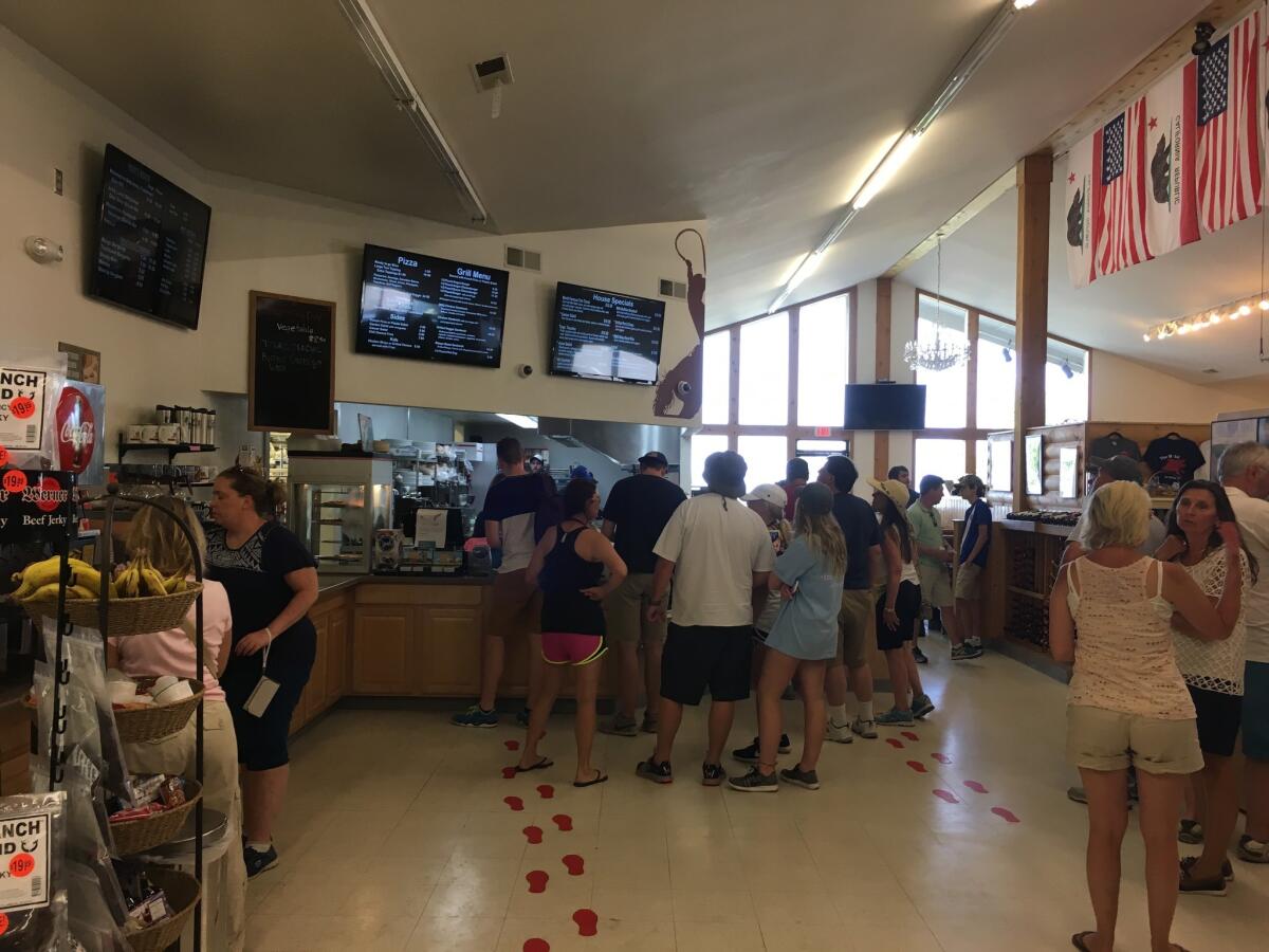 Inside, a popular deli.