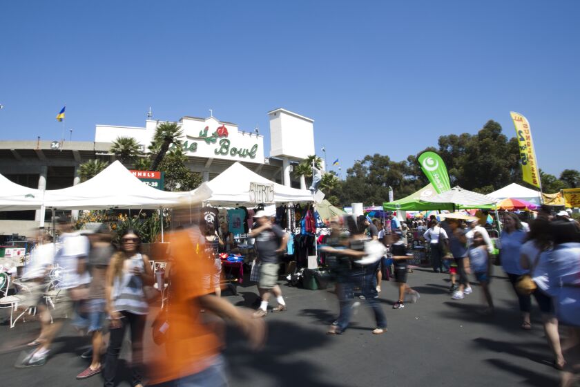 Overview of the monthly flea market held at the Rose Bowl in Pasadena. (Photo by Paul Mounce/Corbis via Getty Images)