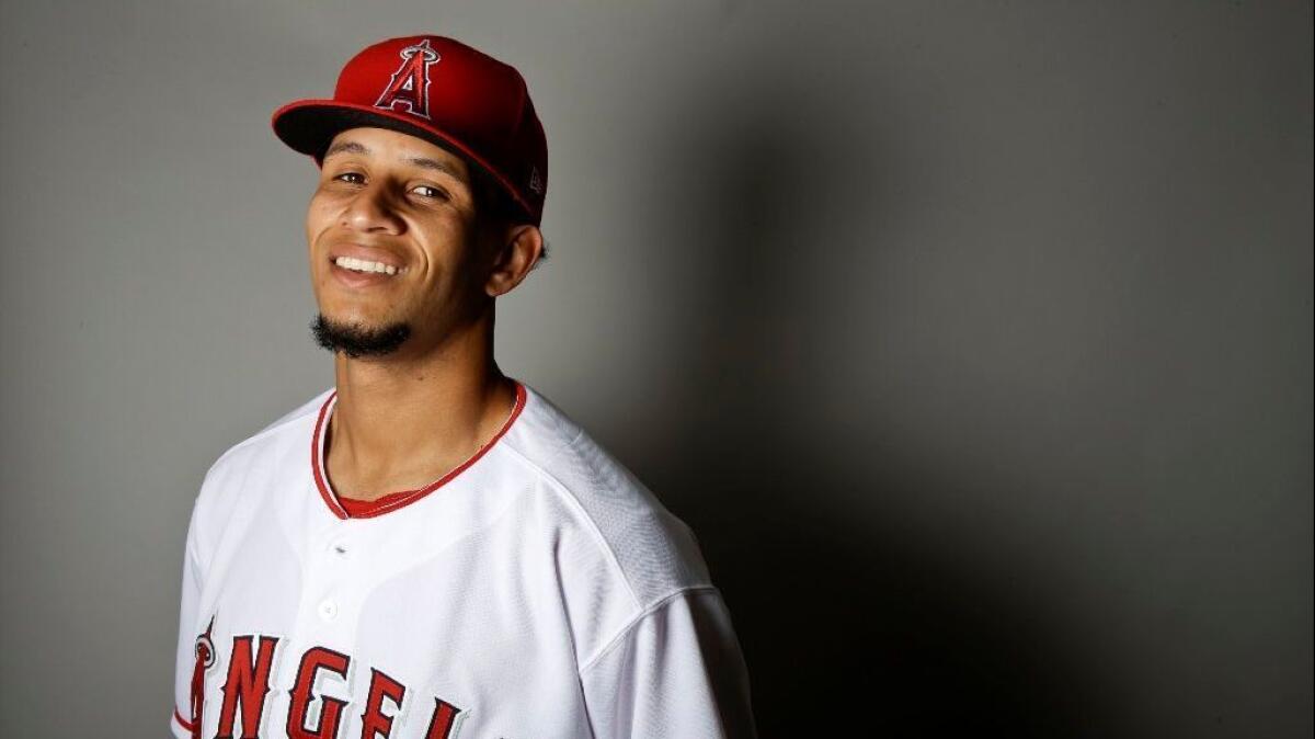 Angels reliever Keynan Middleton poses for a portrait at spring training on Feb. 21.