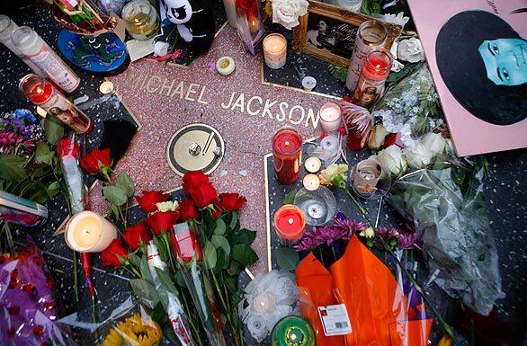 Candles and flowers at Michael Jackson's star
