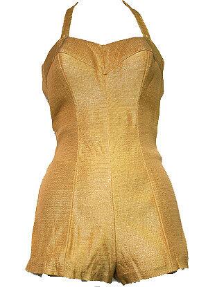 Nettie Rosenstein gold swimsuit from Swank Vintage, $525.