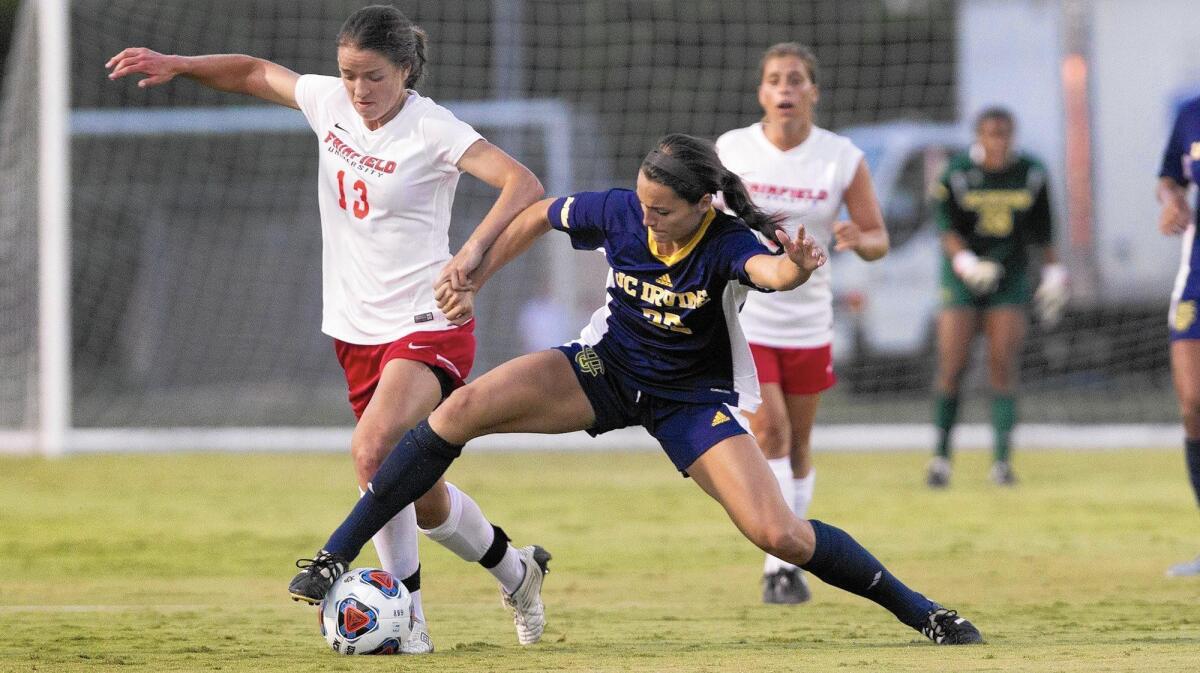 ‘I never gave up on [soccer]. There were times when my passion for it didn’t feel necessarily strong. But my love for the game has always been there. And now with this freeing perspective, I can really feel that passion,’ says Kelsey Texeira, center, of UC Irvine.