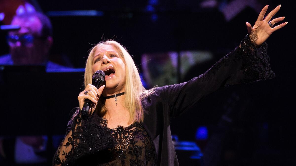 Barbra Streisand kicked off her tour in Los Angeles on Tuesday by singing from six decades of hit albums.