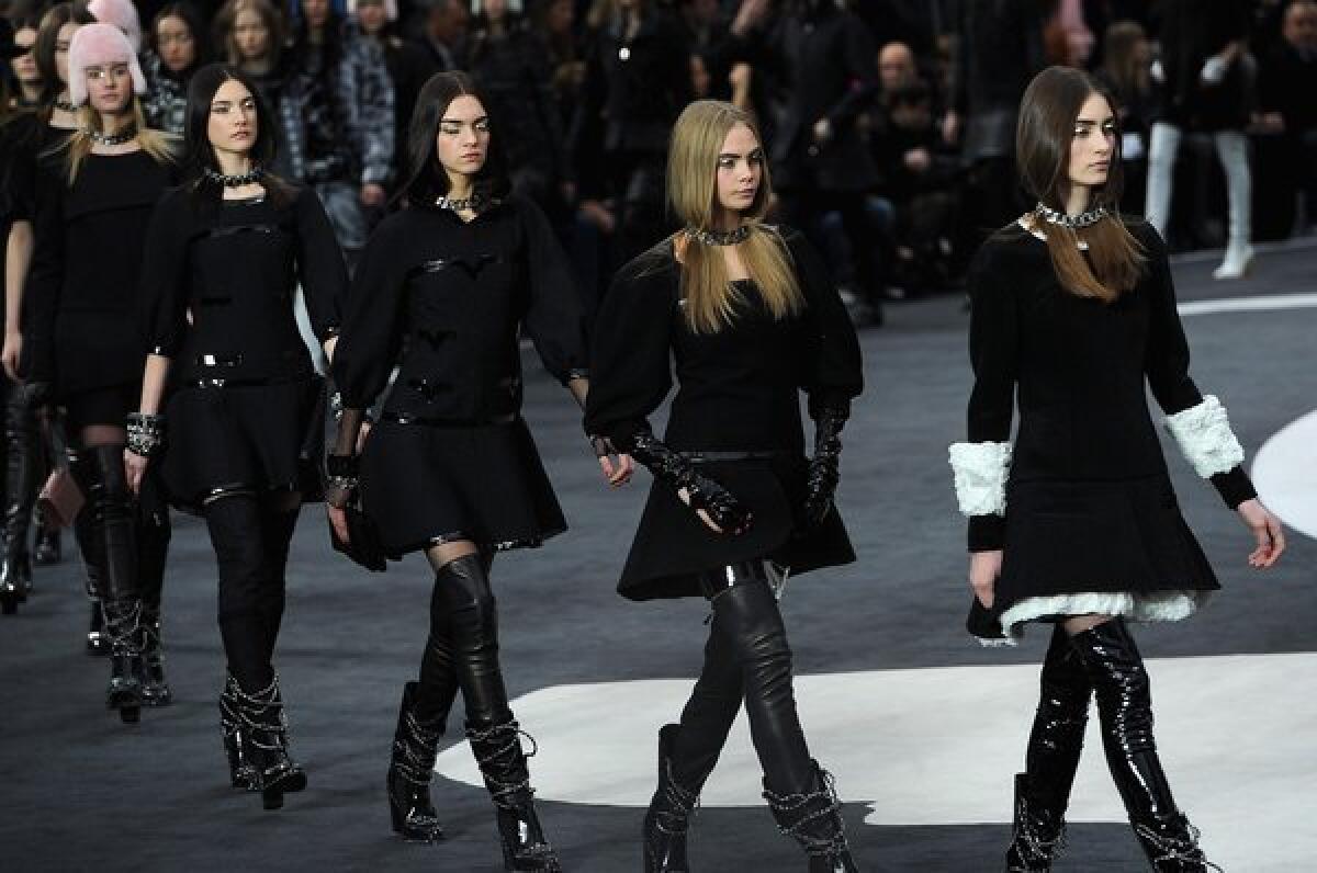 Models walk the runway during the Chanel show at Paris Fashion Week.