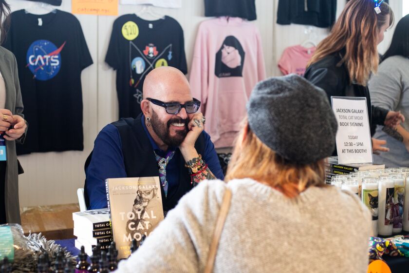 San Diego, CA - February 25: Jackson Galaxy sits for a book signing at the Galaxy Cat Camp held in the JULEP Venue on Saturday, February 25 in San Diego, CA.