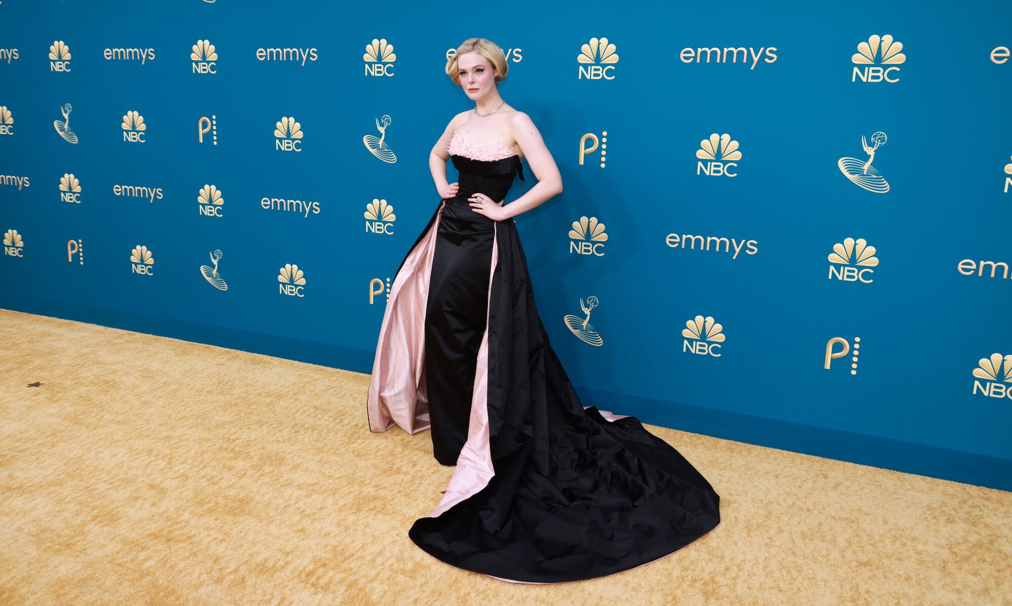 Elle Fanning arriving at the 74th Primetime Emmy Awards at the Microsoft Theater 