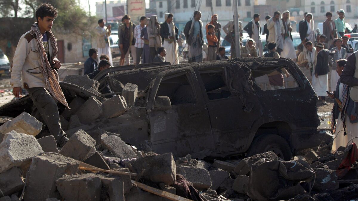 Aftermath of a Saudi airstrike in Sana, Yemen. 