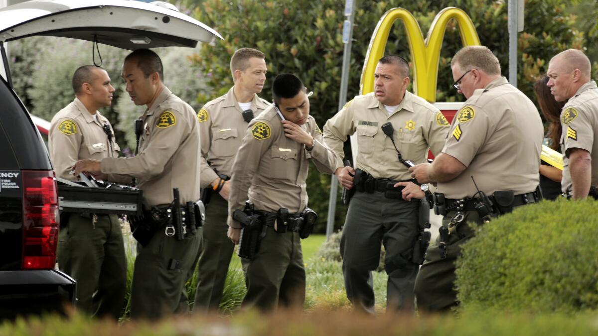 An investigation is underway after a man who stole a parking enforcement officer's vehicle died while being taken into custody at a McDonald's in the 6900 block of Rosemead Boulevard.