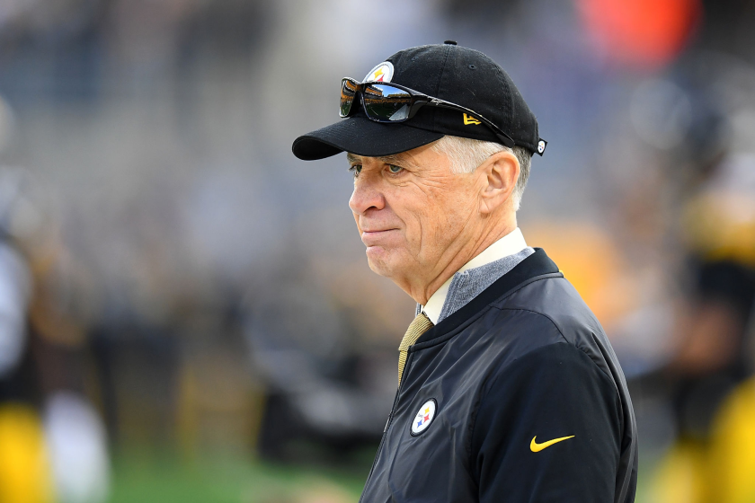 Pittsburgh Steelers owner Art Rooney ll stands on the field before a game.